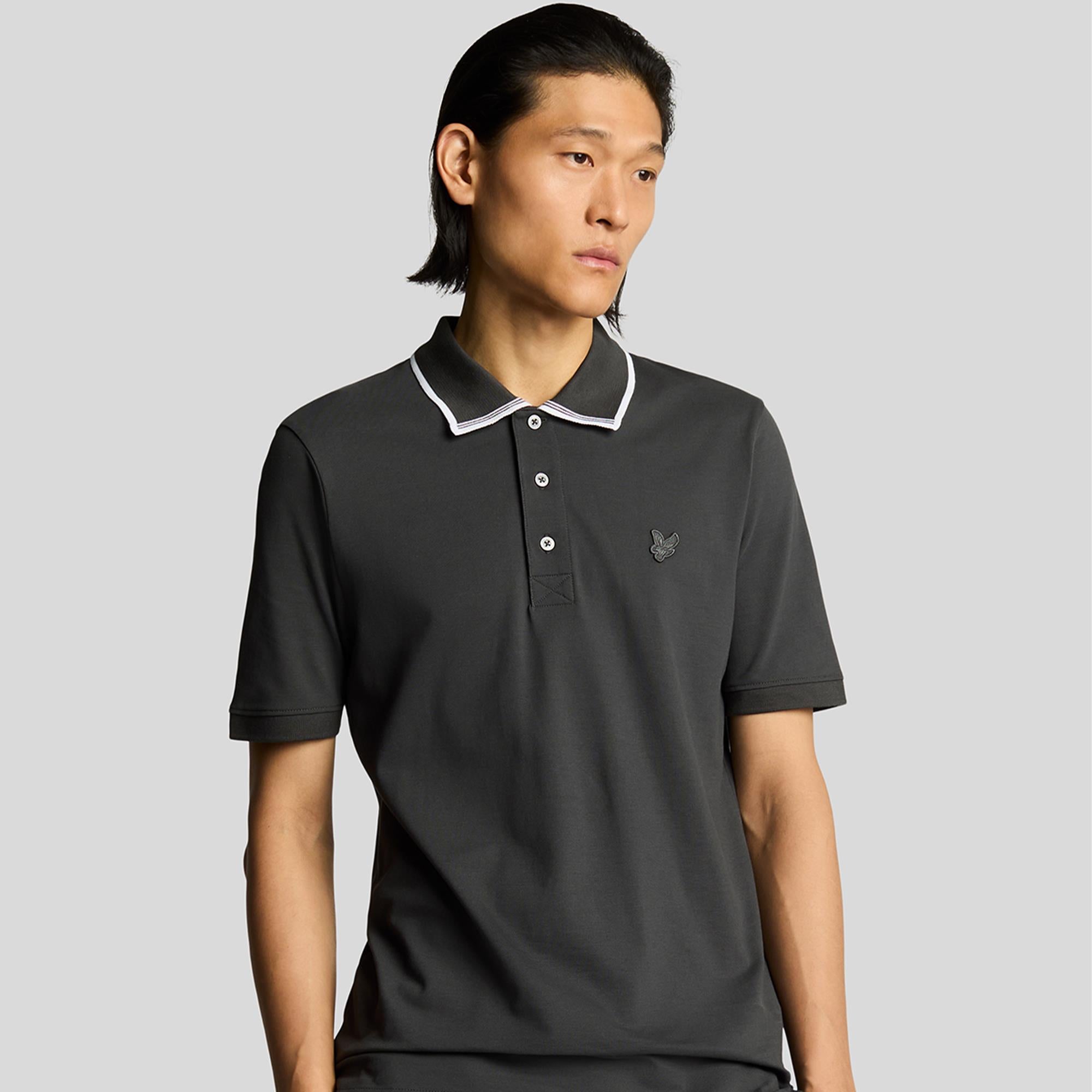 Lyle & Scott Tipped Superfine Polo Shirt Gunmetal